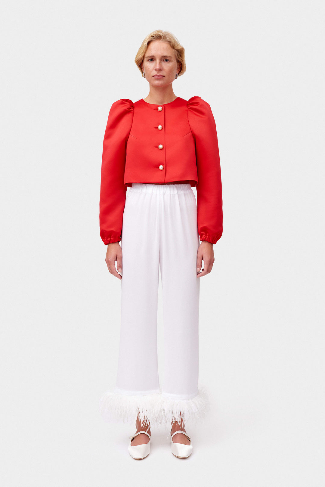 Mystery Puff Jacket in Red