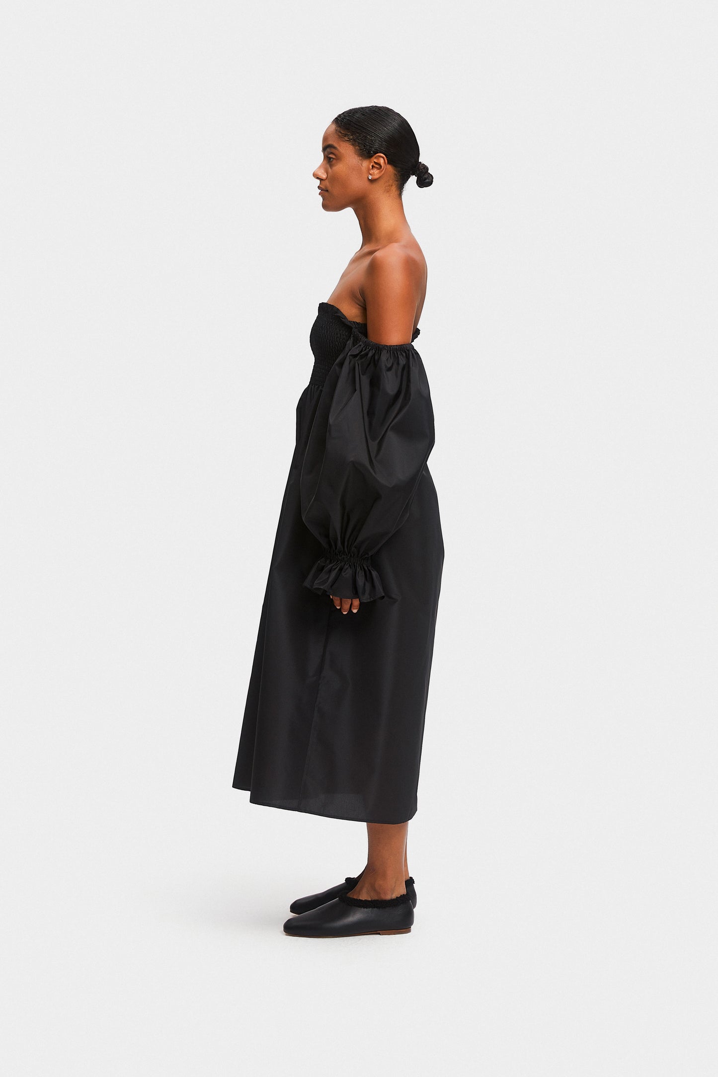 Atlanta Satin Crepe Dress in Black
