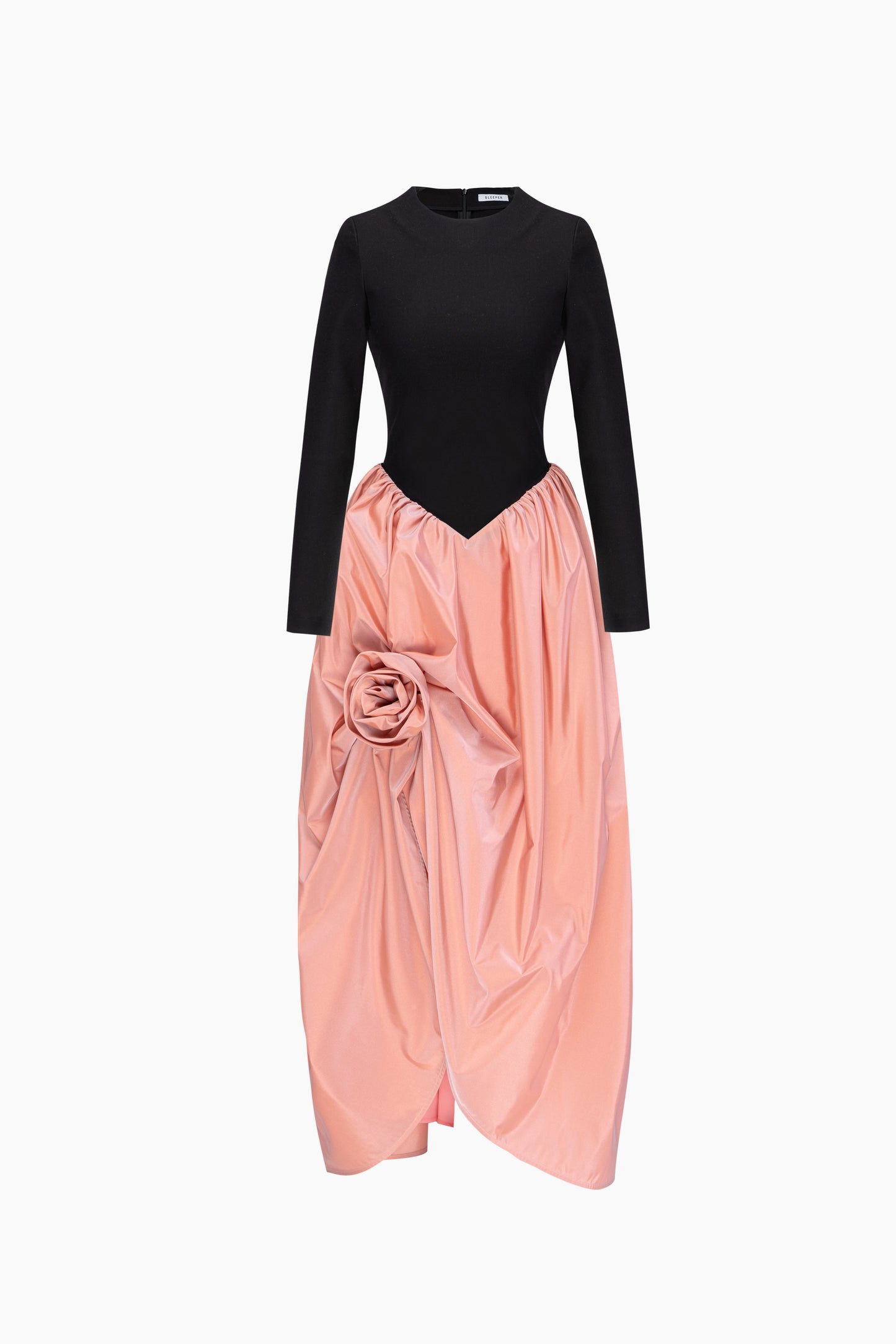 Aurora Maxi Dress with Rose Detail in Pink