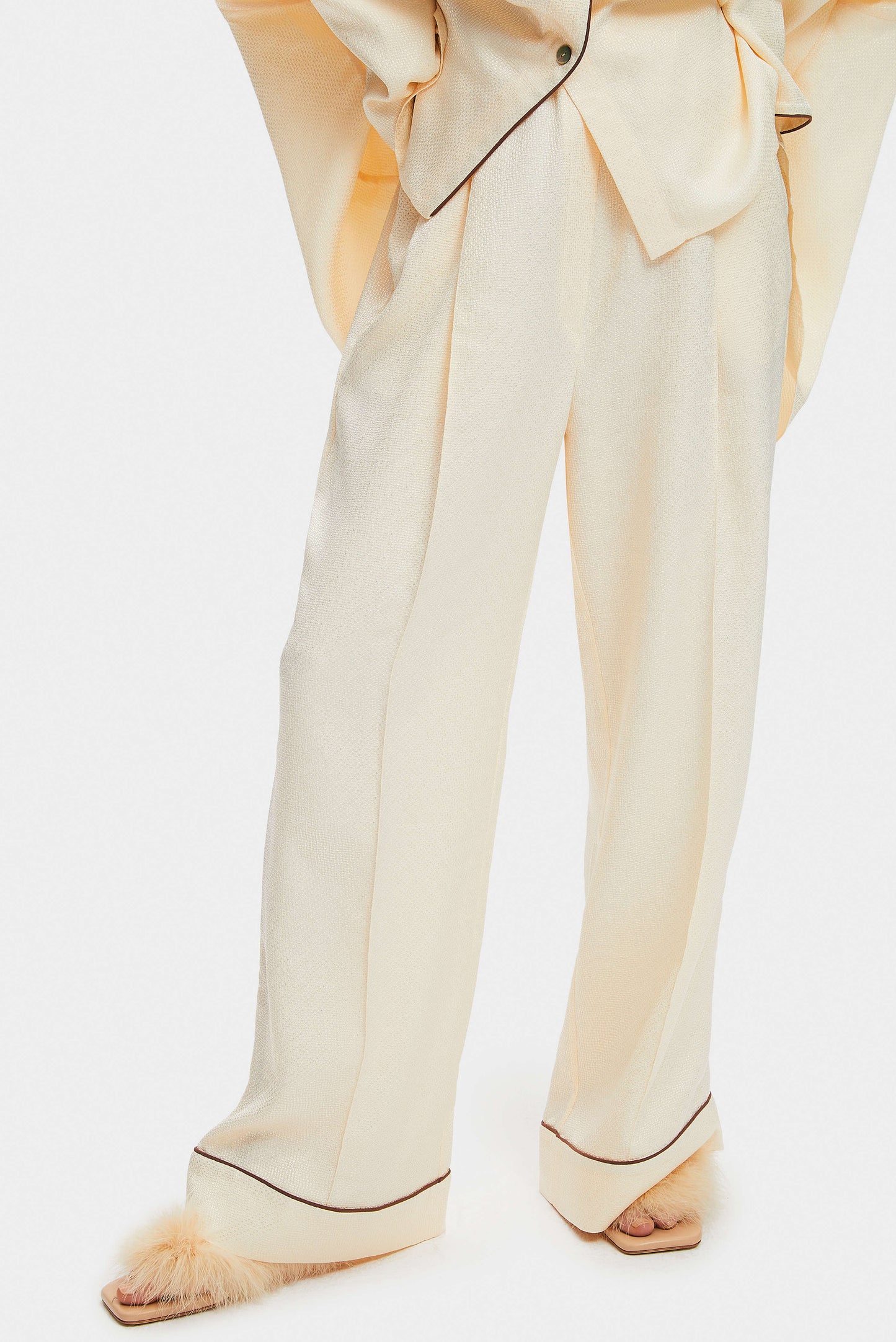 Pastelle Oversized Jacquard Pants in Pearl