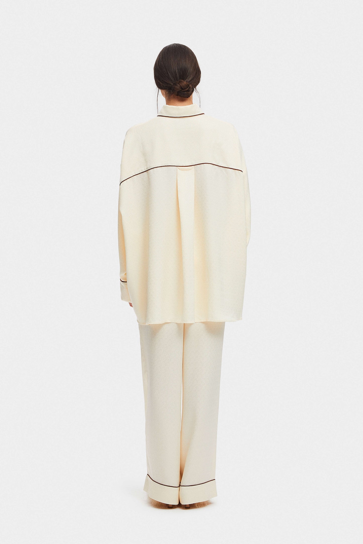 Pastelle Oversized Jacquard Shirt in Pearl
