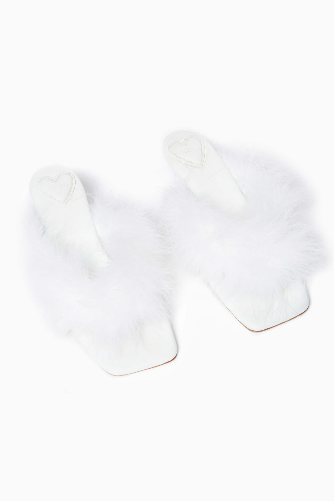 Pom Kitten Heel Mules with Feathers in Black