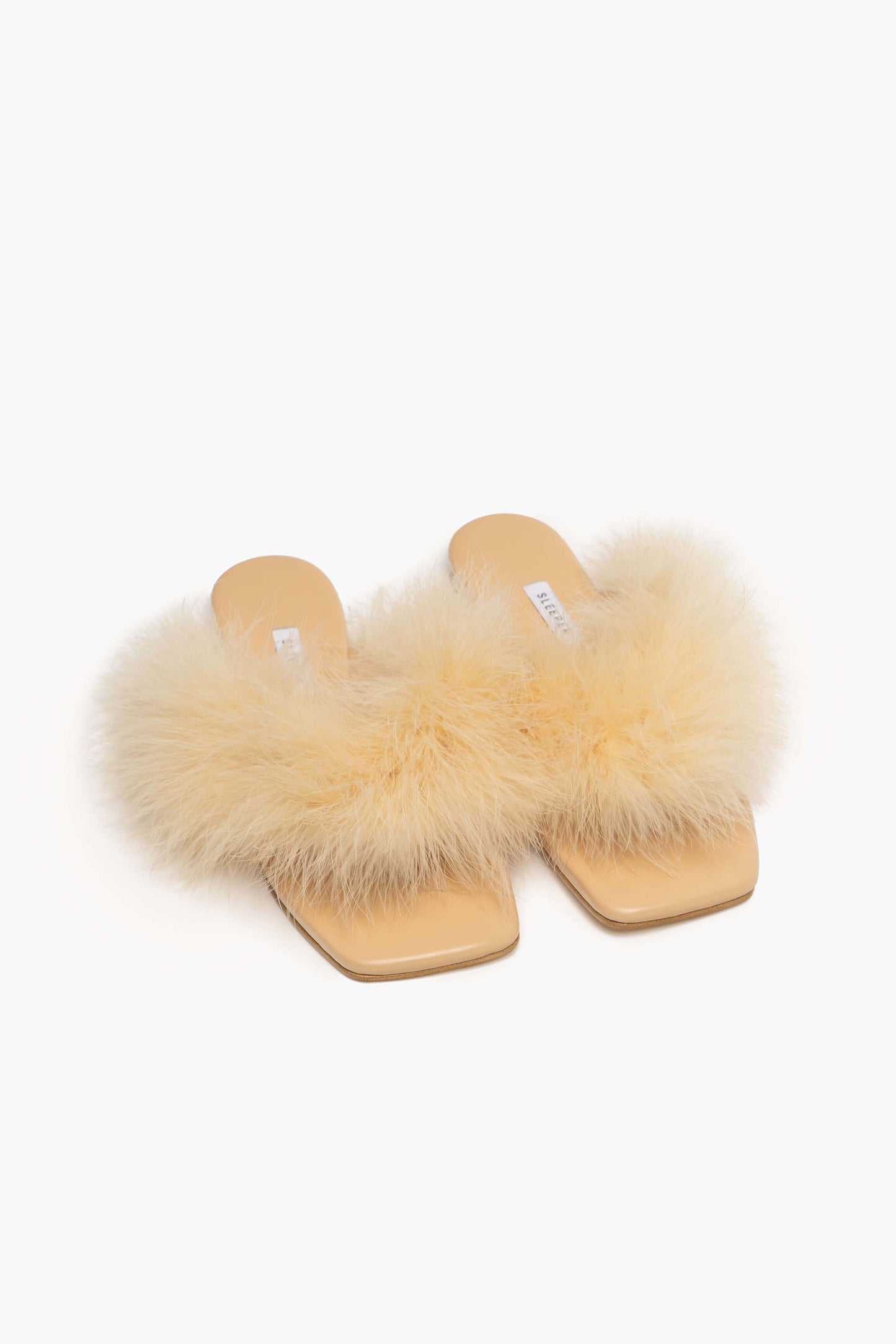 Pom Slides with Feathers in Mint
