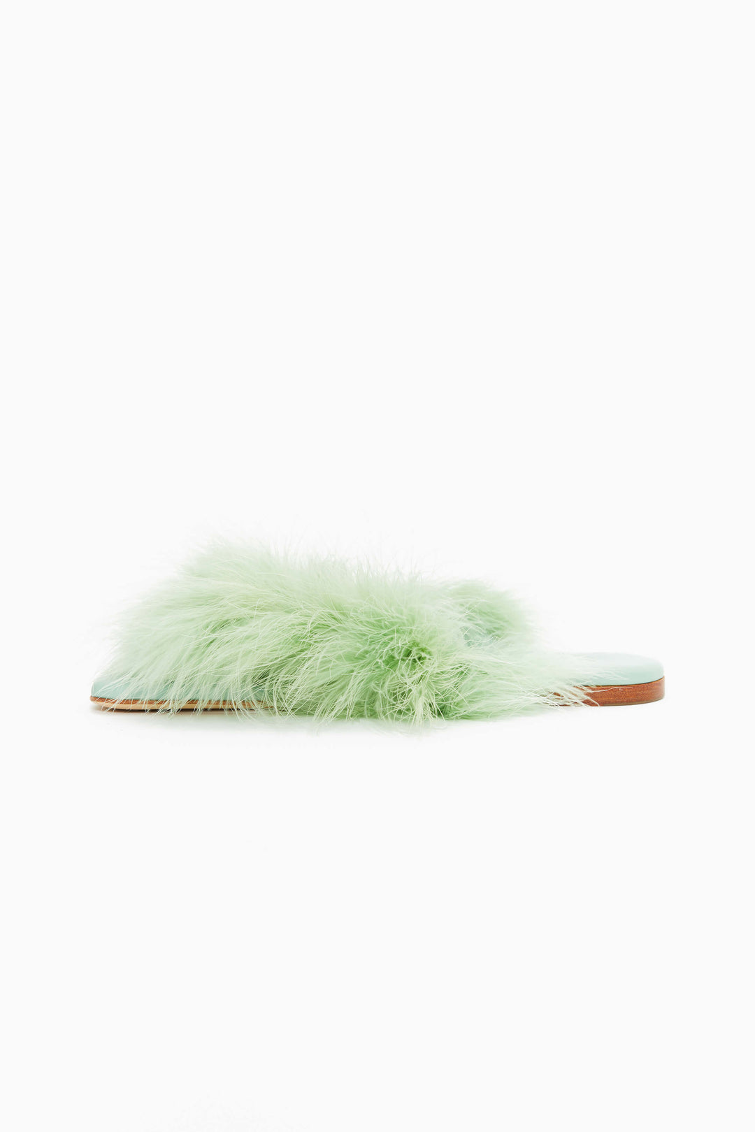 Pom Slides with Feathers in Mint