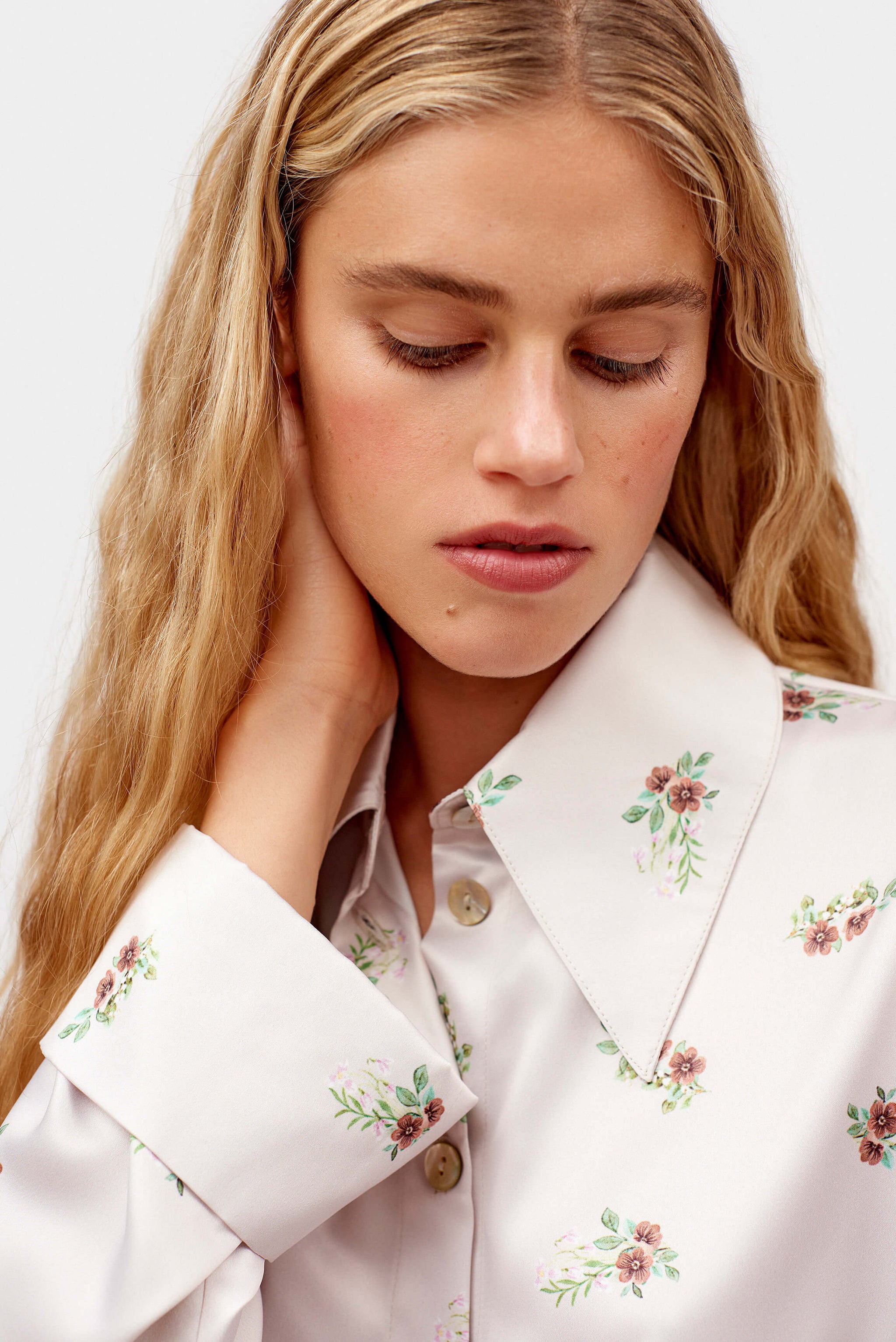 Blossom Printed Shirt in Beige