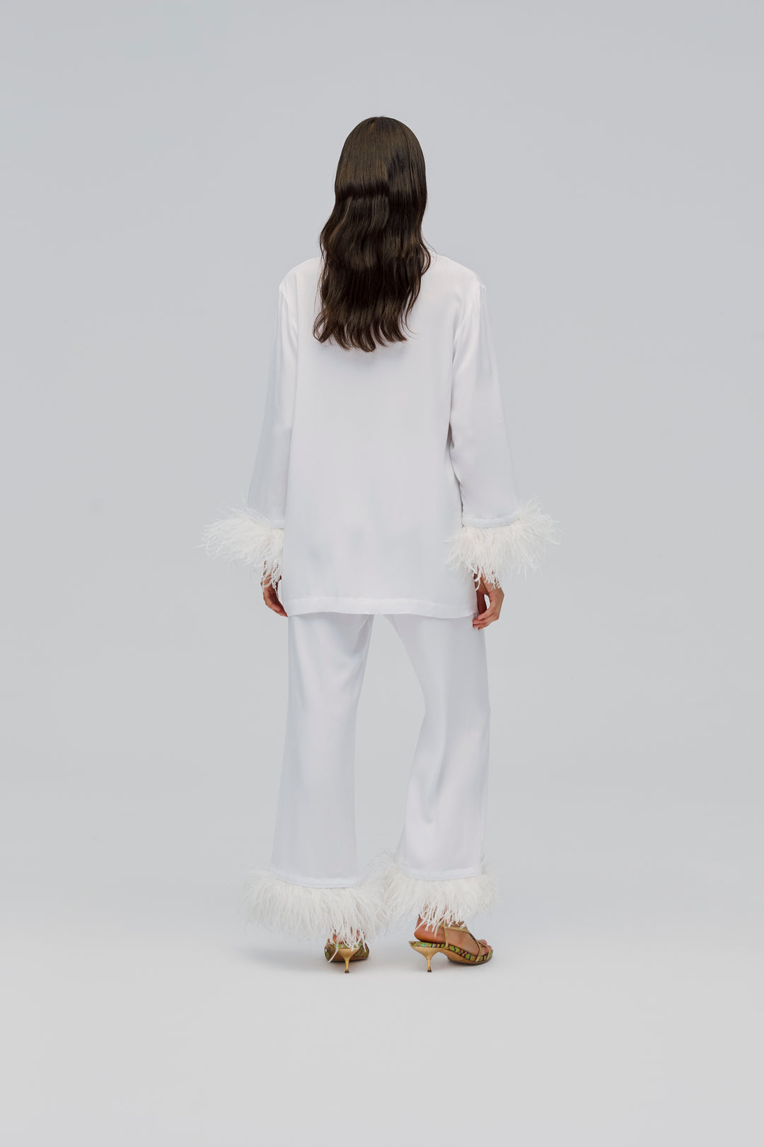 Party Pajamas Set with Detachable Feathers in White