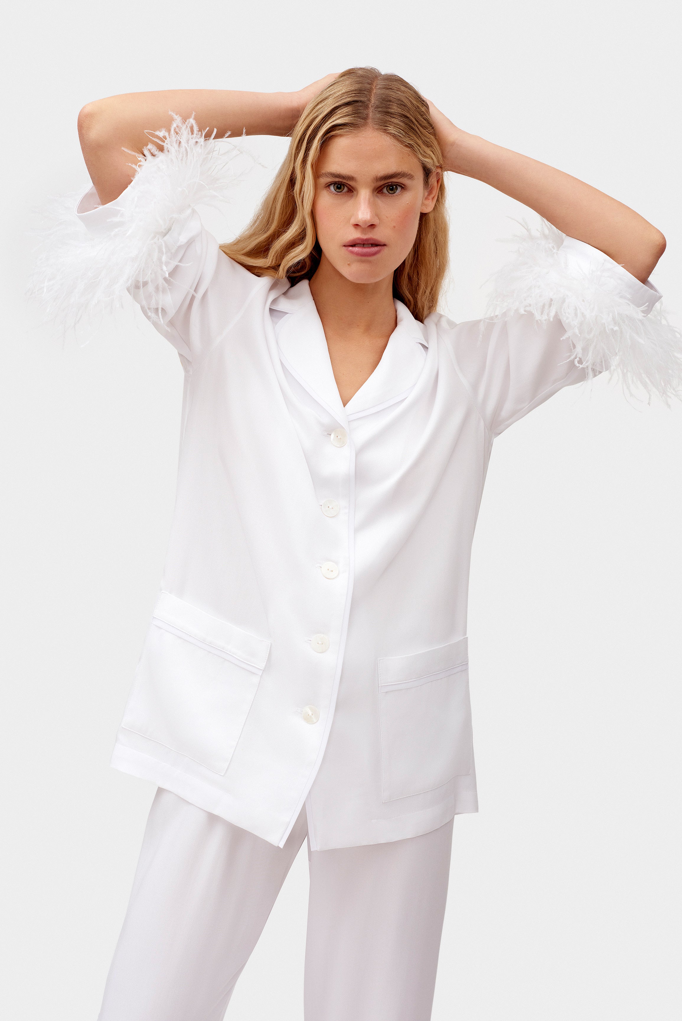 White feather pajamas Pjs set for women by SLEEPER Sleeper