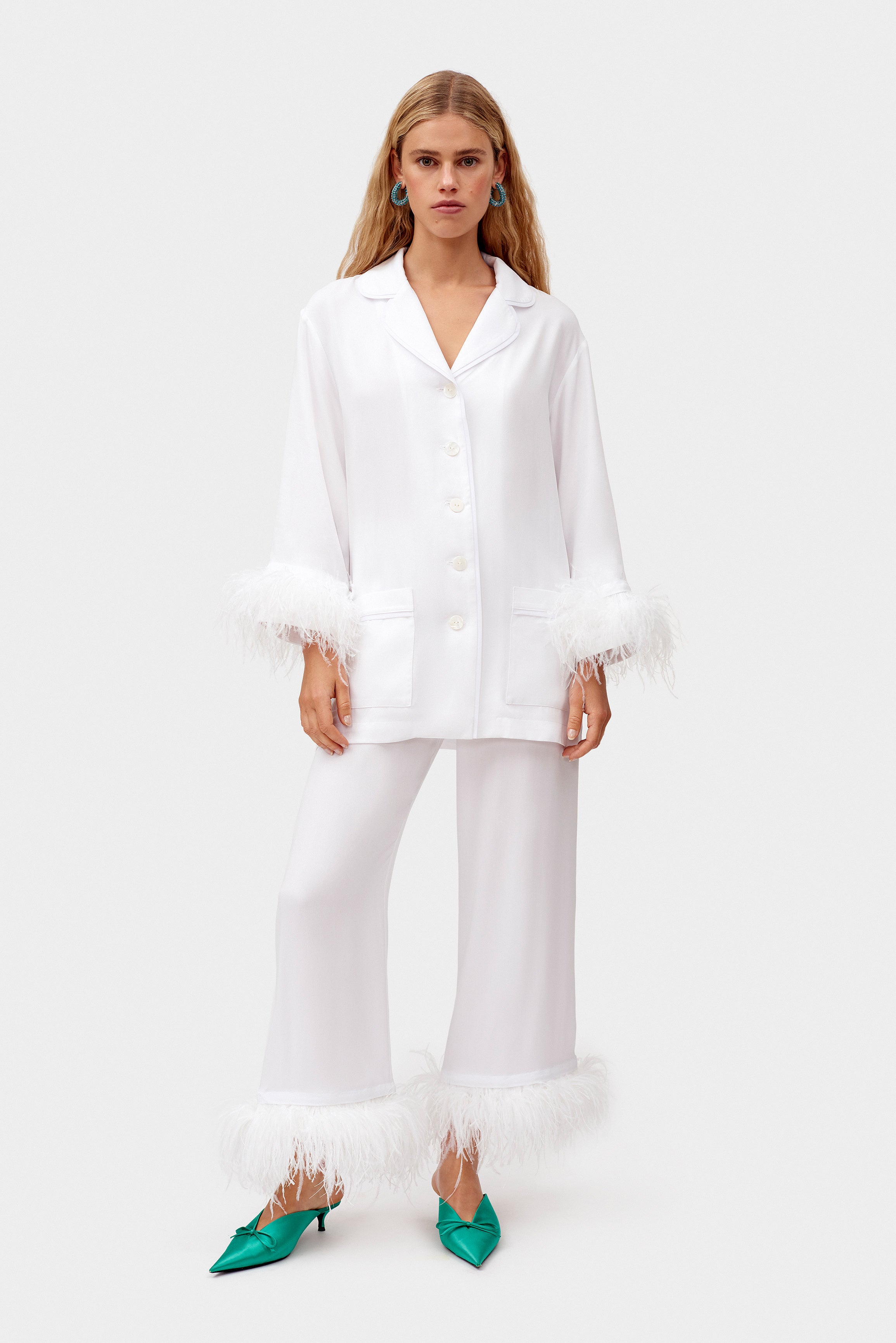 White feather pajamas Pjs set for women by SLEEPER Sleeper