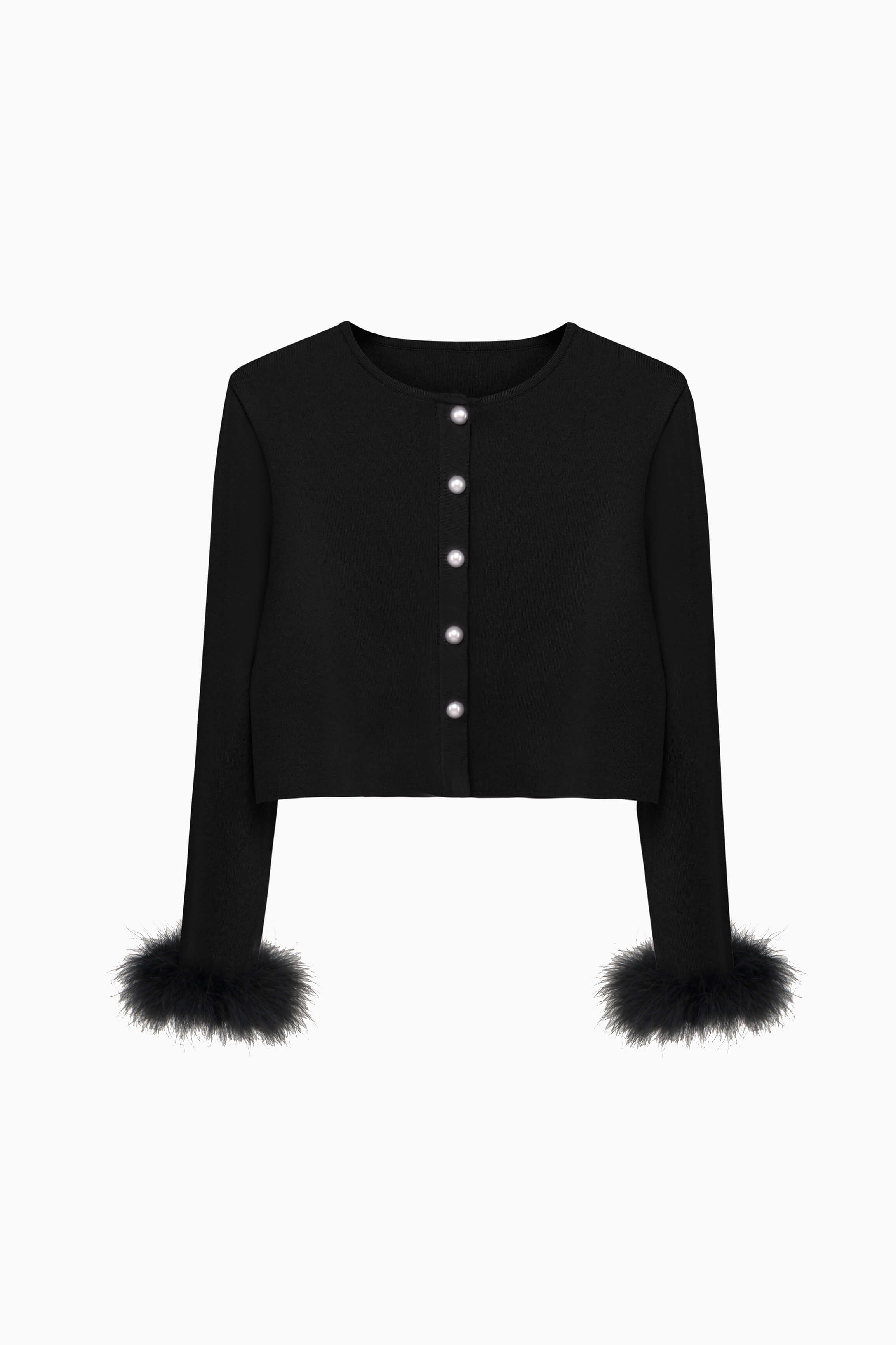 Feather cardigan | Black knitted cardigan by Sleeper