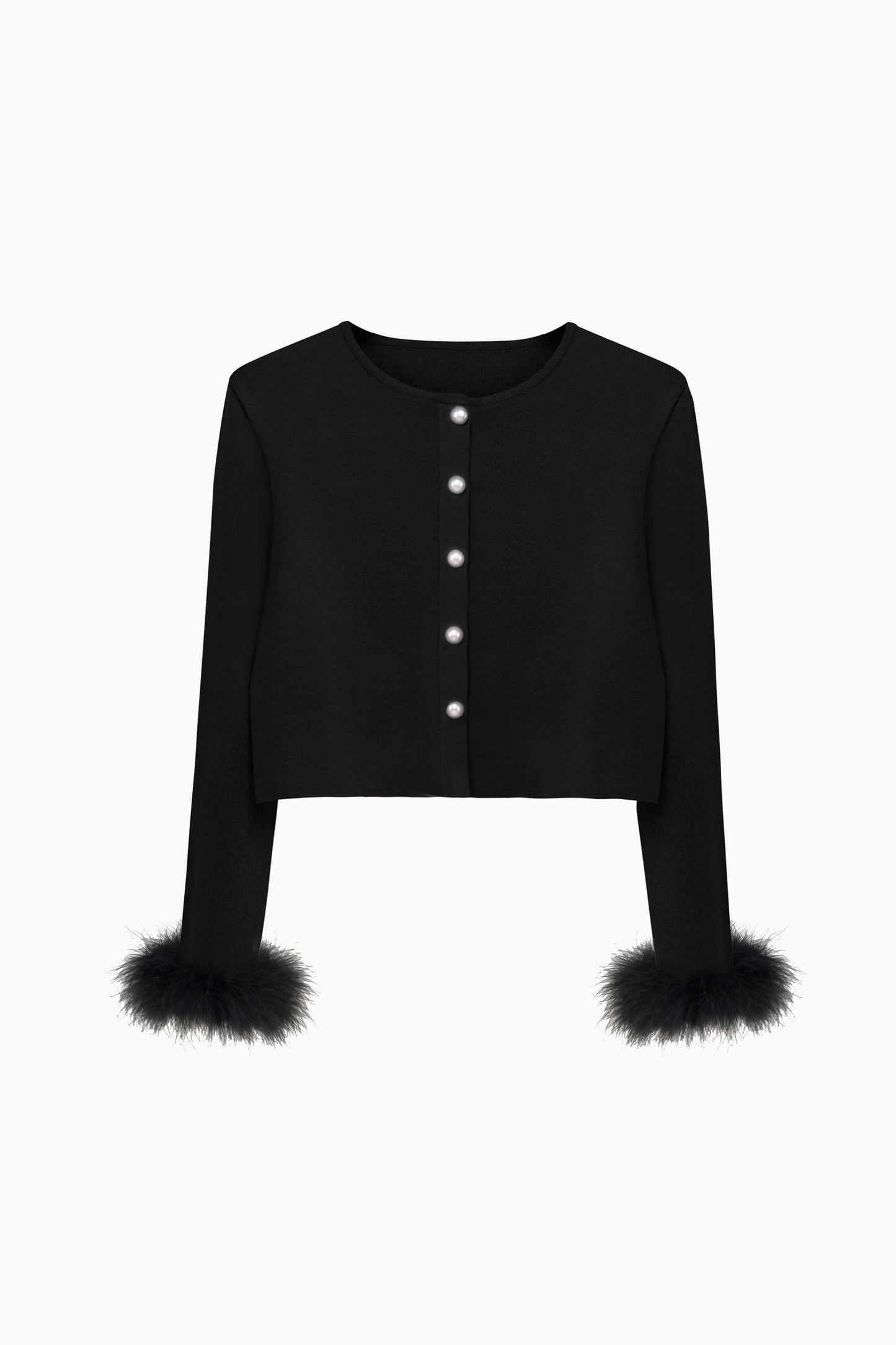 Knitted Cardigan with Detachable Feathers in Black