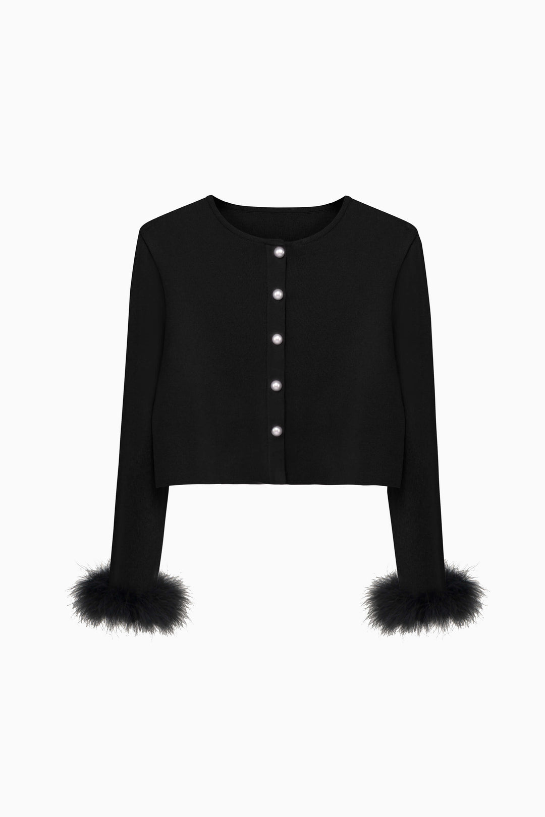 Knitted Cardigan with Detachable Feathers in Black