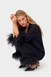 Party Pajamas Set with Detachable Feathers in Black