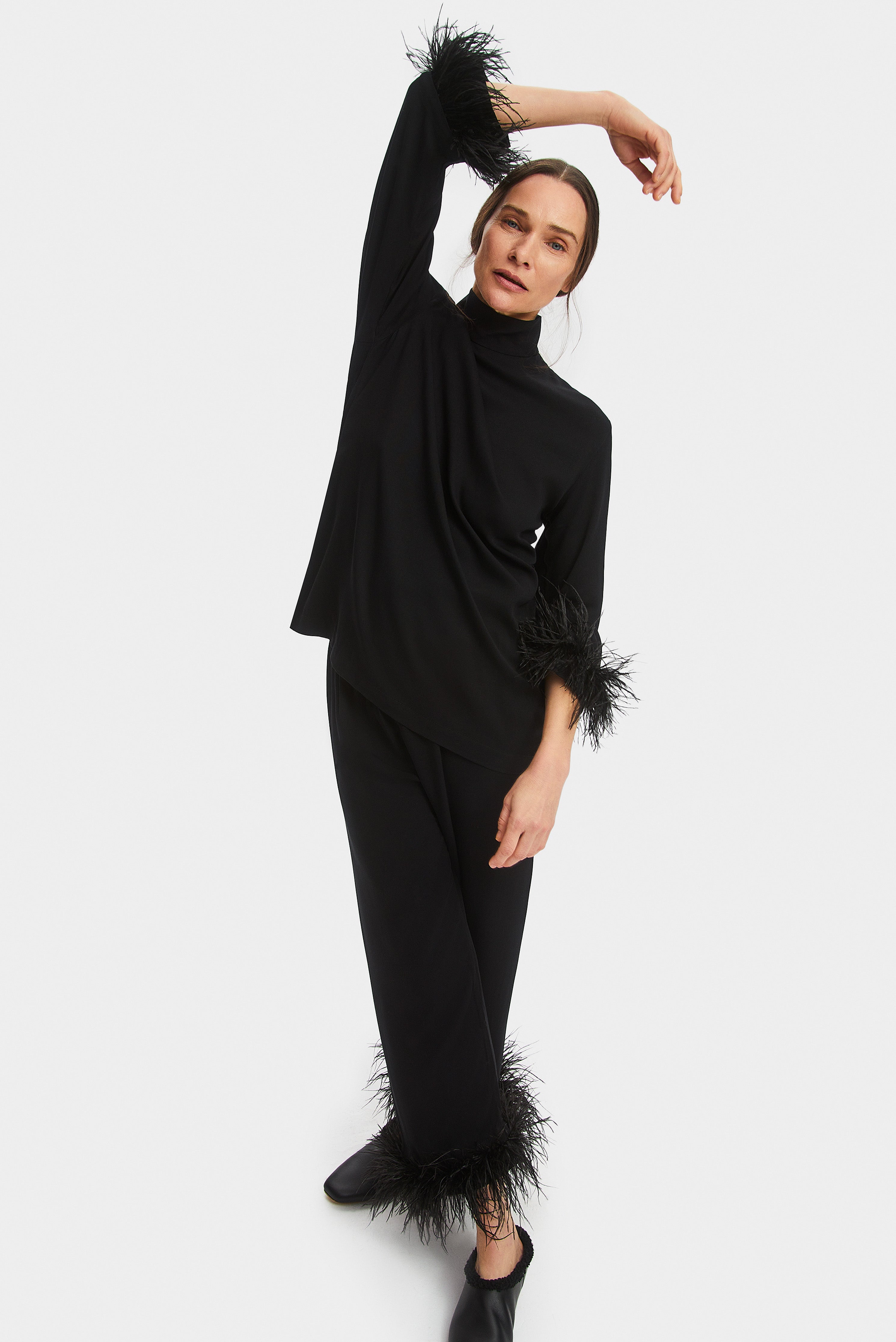 Black feather pajamas new arrivals