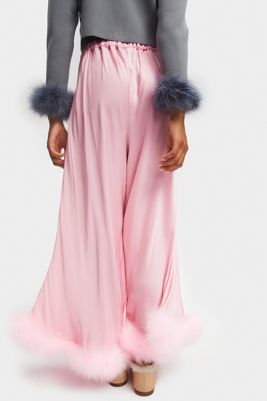 Boudoir Pants with Feathers in Pink