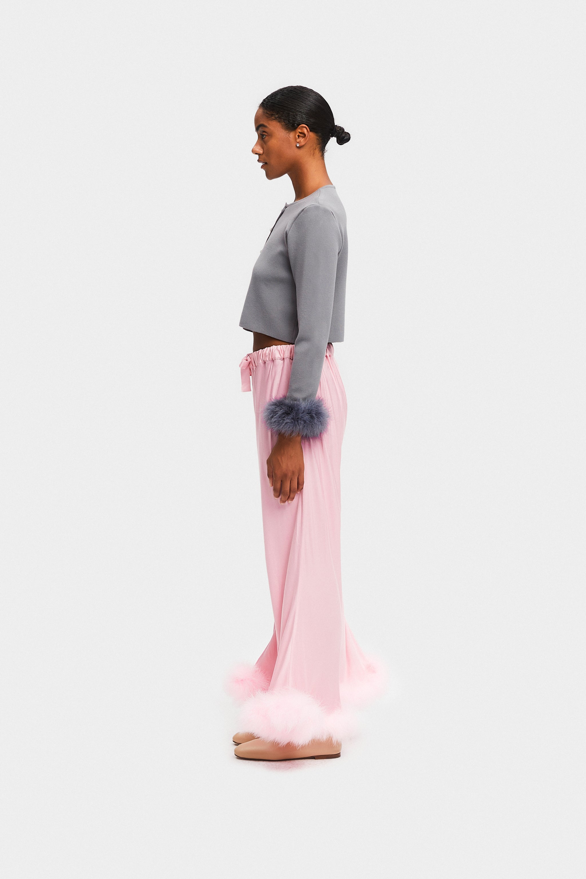Boudoir Pants with Feathers in Pink