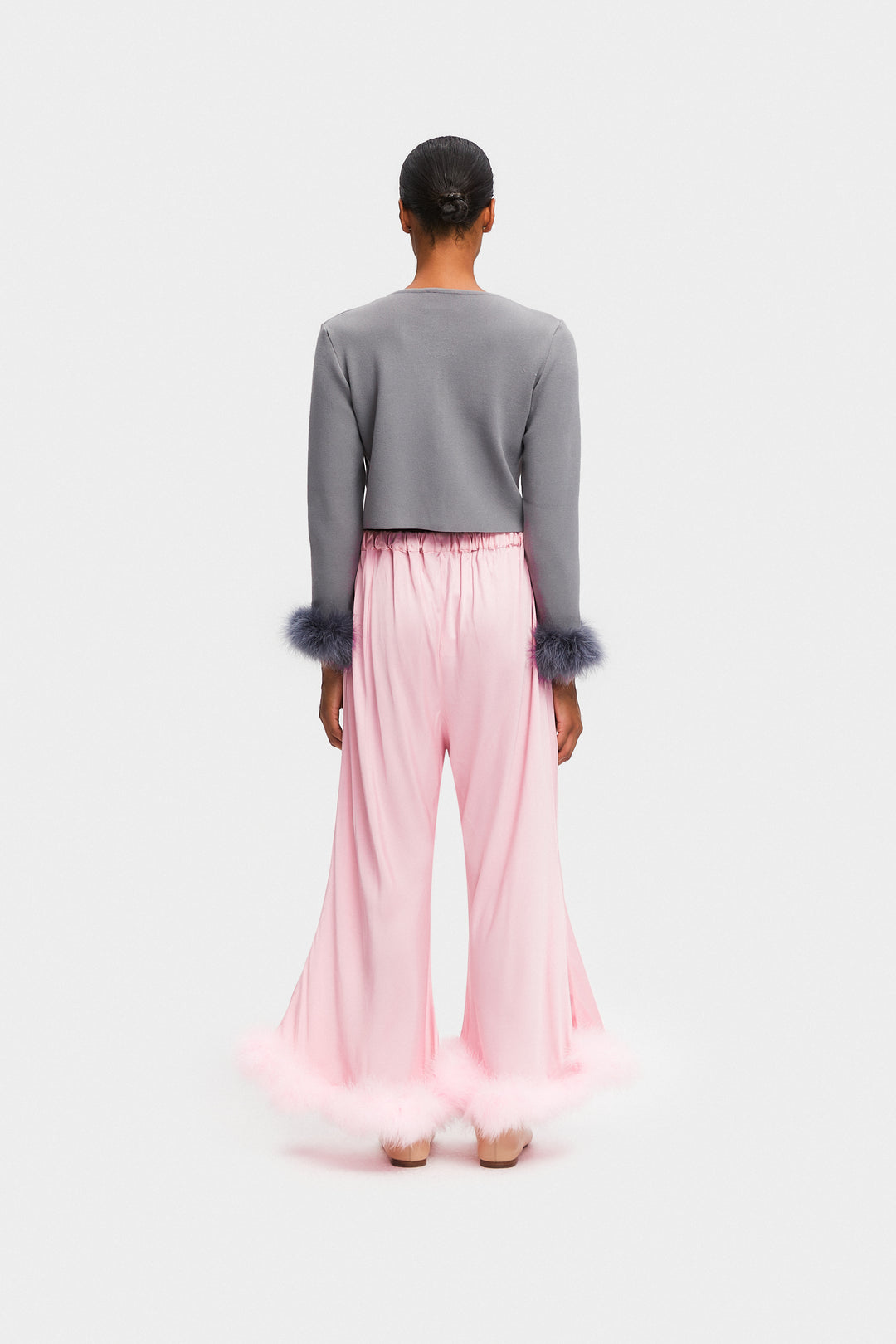 Boudoir Pants with Feathers in Pink