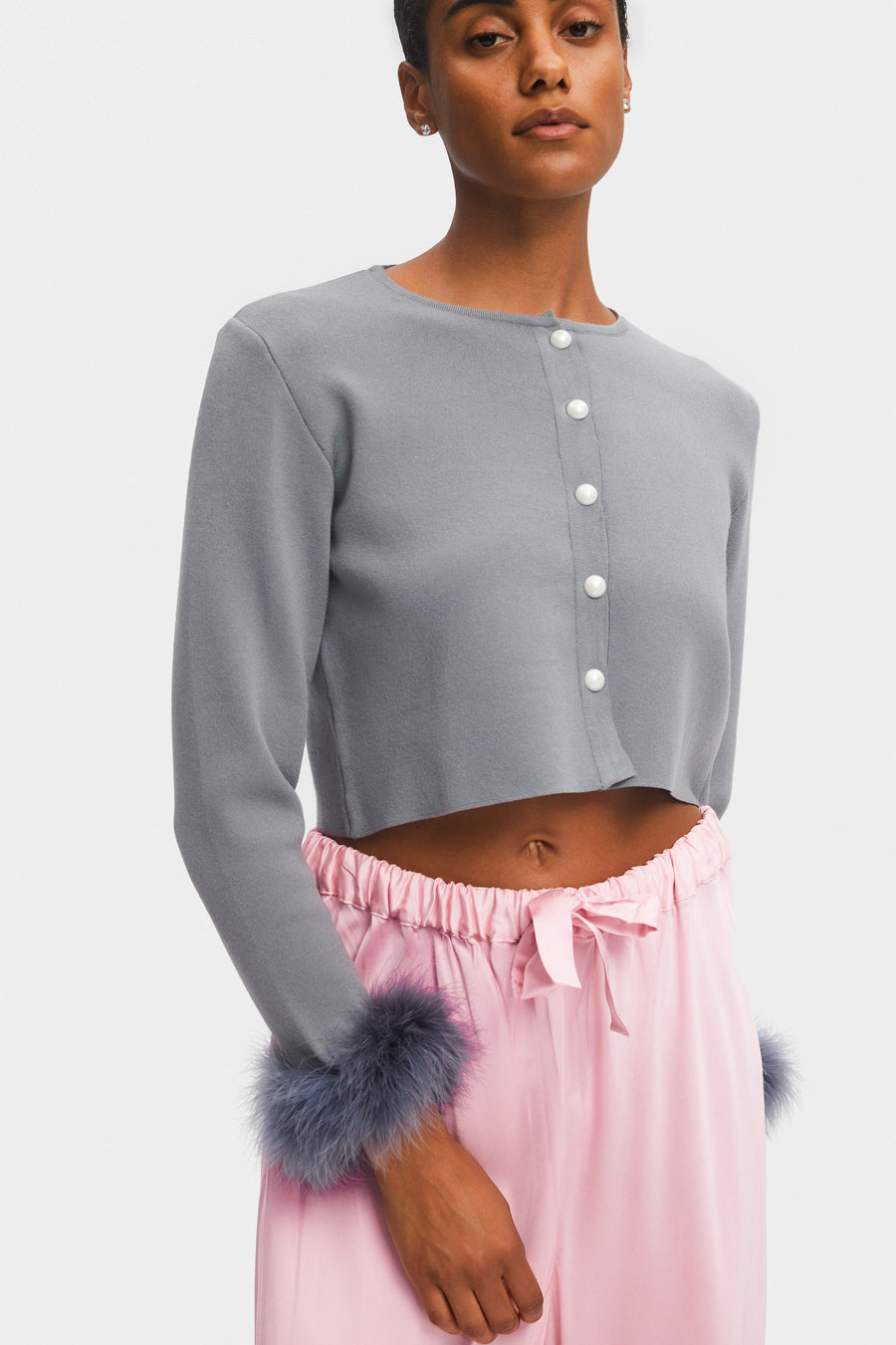 Knitted Cardigan in Flame Gray