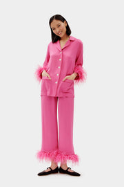 Party Pajama with Detachable Feathers in Hot Pink