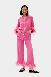 Party Pajama with Detachable Feathers in Hot Pink