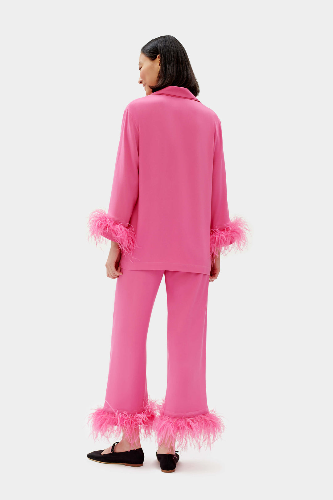Party Pajama with Detachable Feathers in Hot Pink