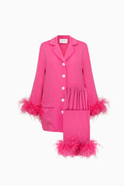 Party Pajama with Detachable Feathers in Hot Pink