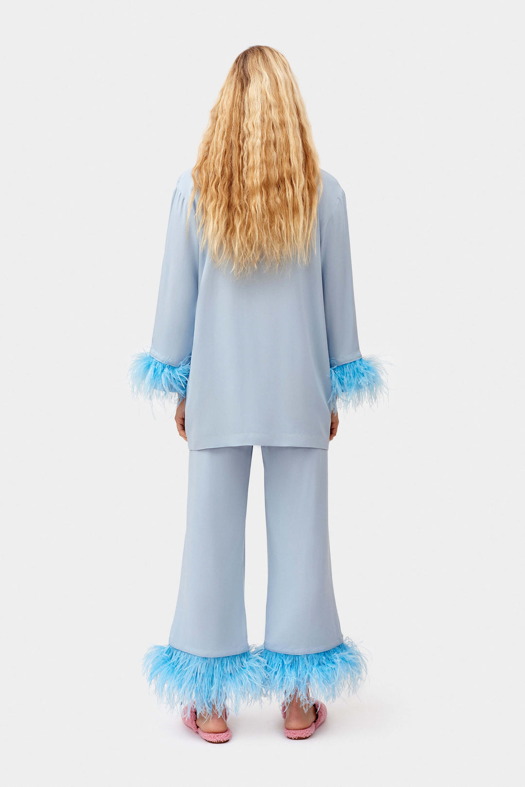 Party Pajamas Set with Detachable Feathers in Dust Blue