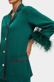 Party Pajamas Set with Detachable Feathers in Pine Green