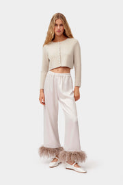 Party Pajamas Pants with Detachable Feathers in Beige