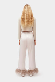 Party Pajamas Pants with Detachable Feathers in Beige