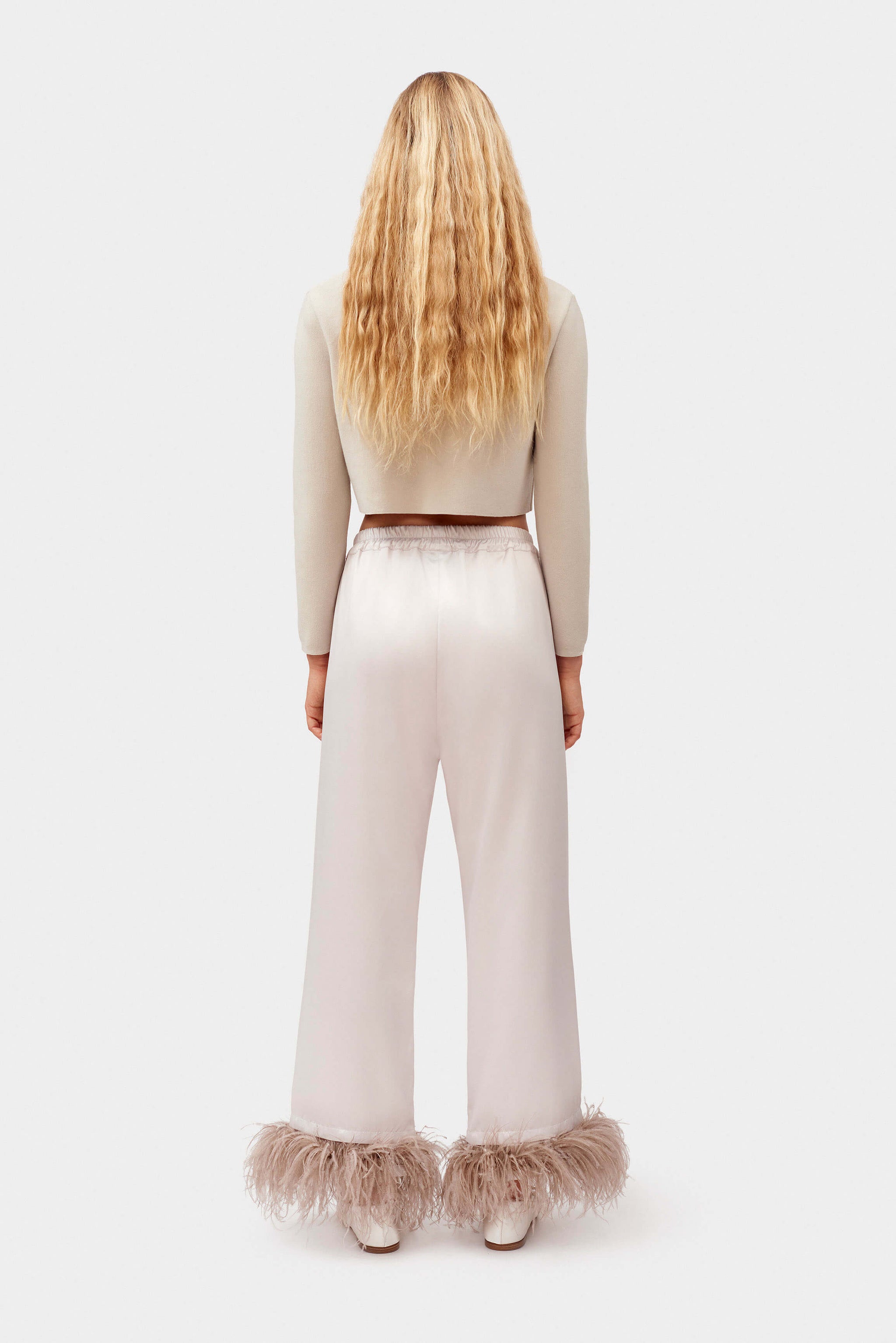 Party Pajamas Pants with Detachable Feathers in Beige