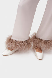 Party Pajamas Pants with Detachable Feathers in Beige