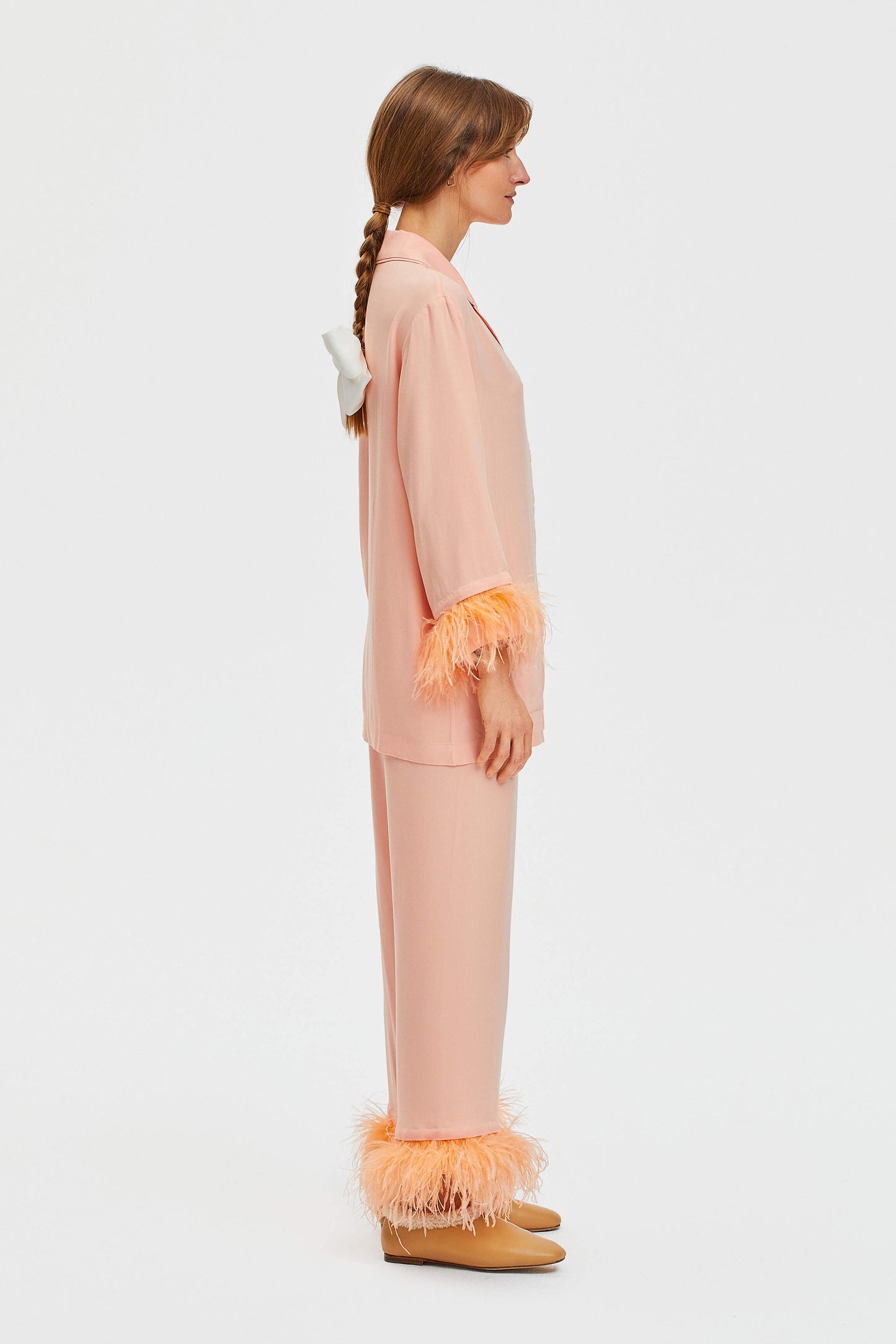 Party Pajama with Detachable Feathers in Light Peach