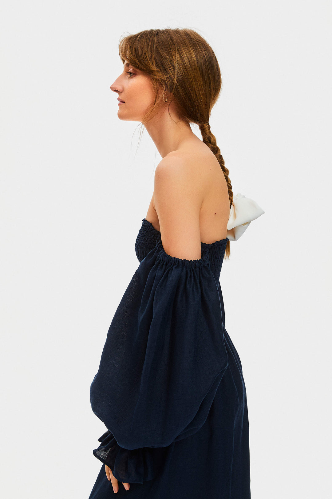 Atlanta Linen Dress in Navy