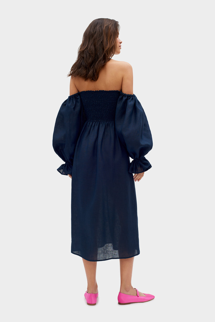 Atlanta Linen Dress in Navy