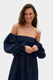 Atlanta Linen Dress in Navy