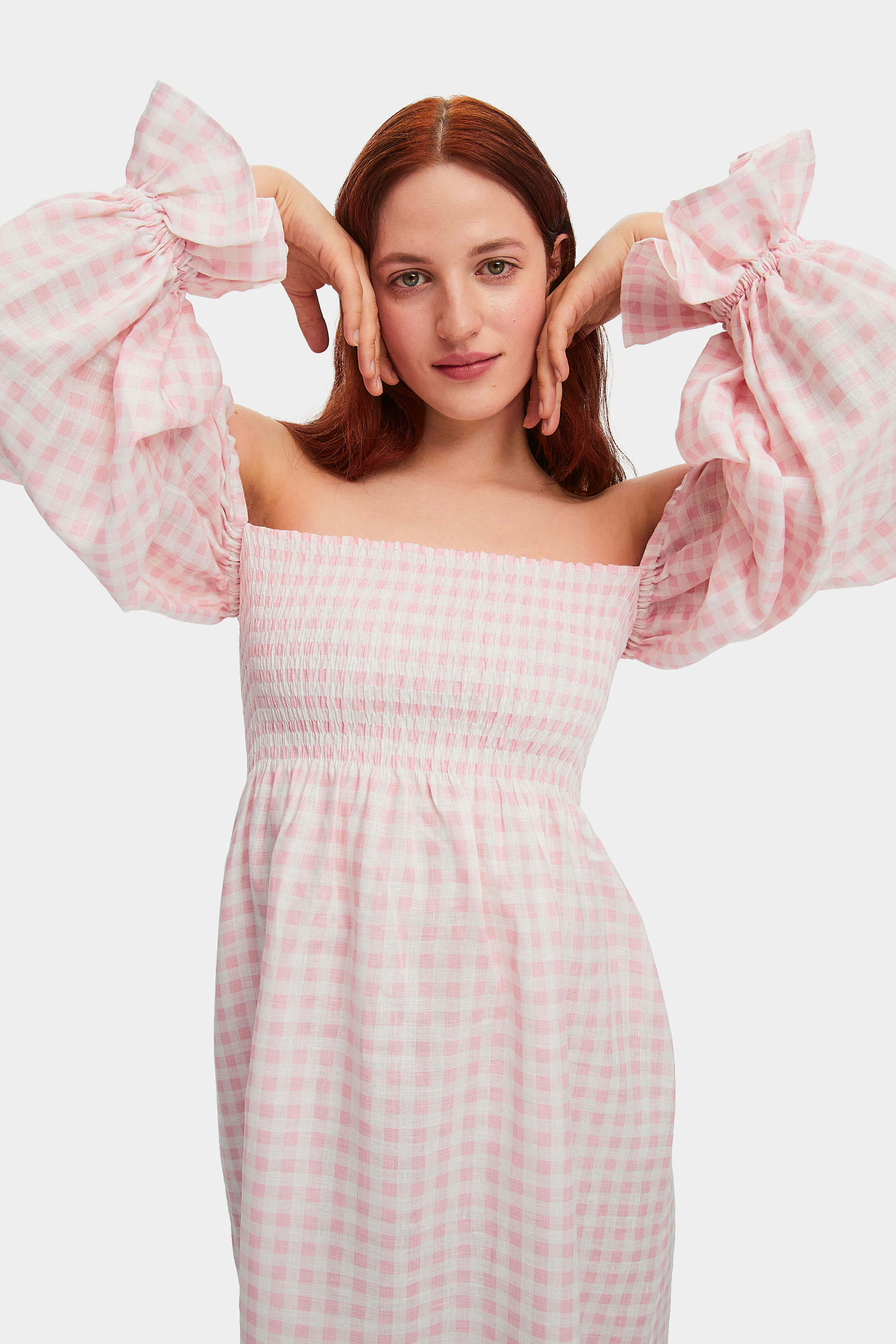 Sleeper Atlanta Linen Dress in Pink Vichy