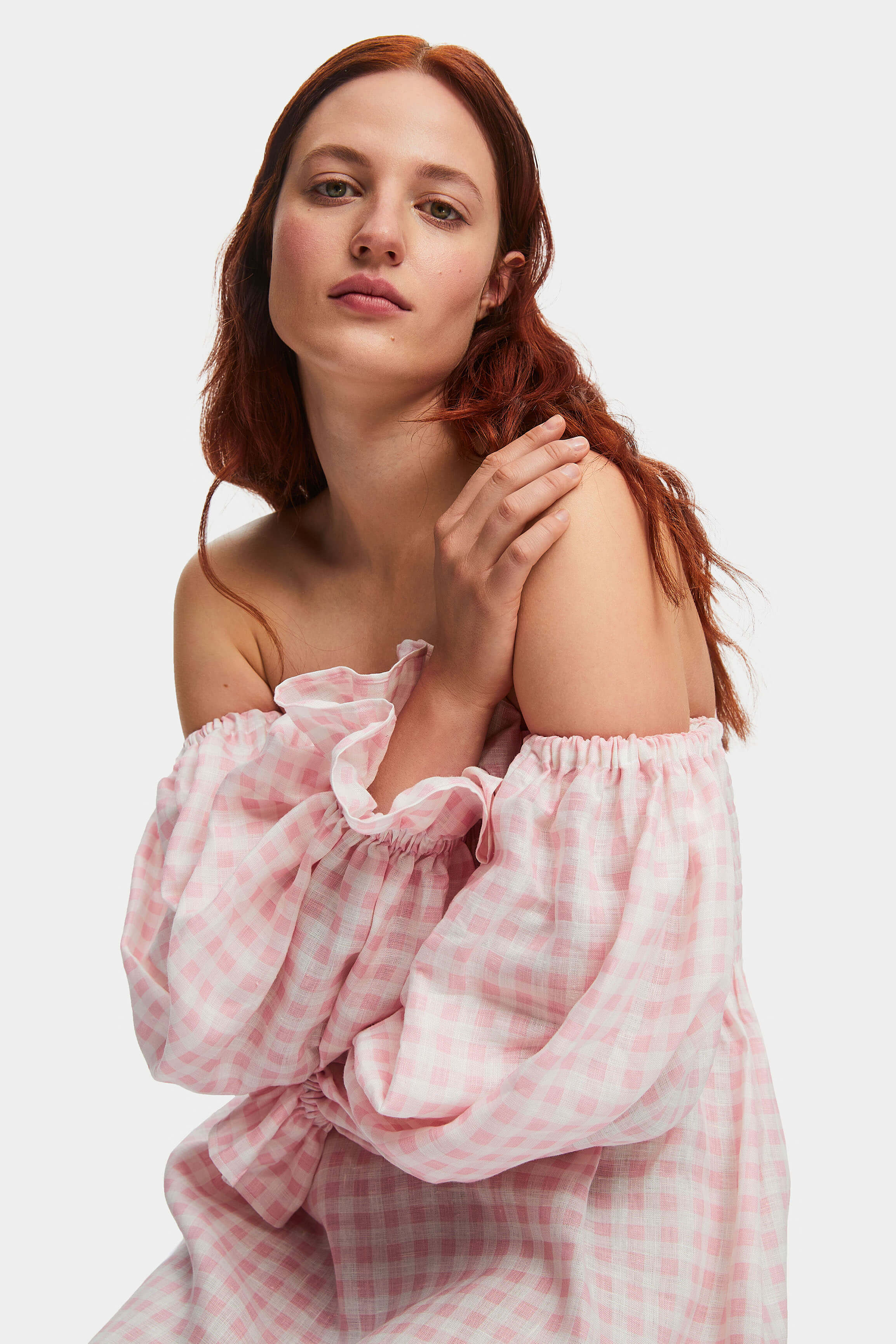 Sleeper Atlanta Linen Dress in Pink Vichy