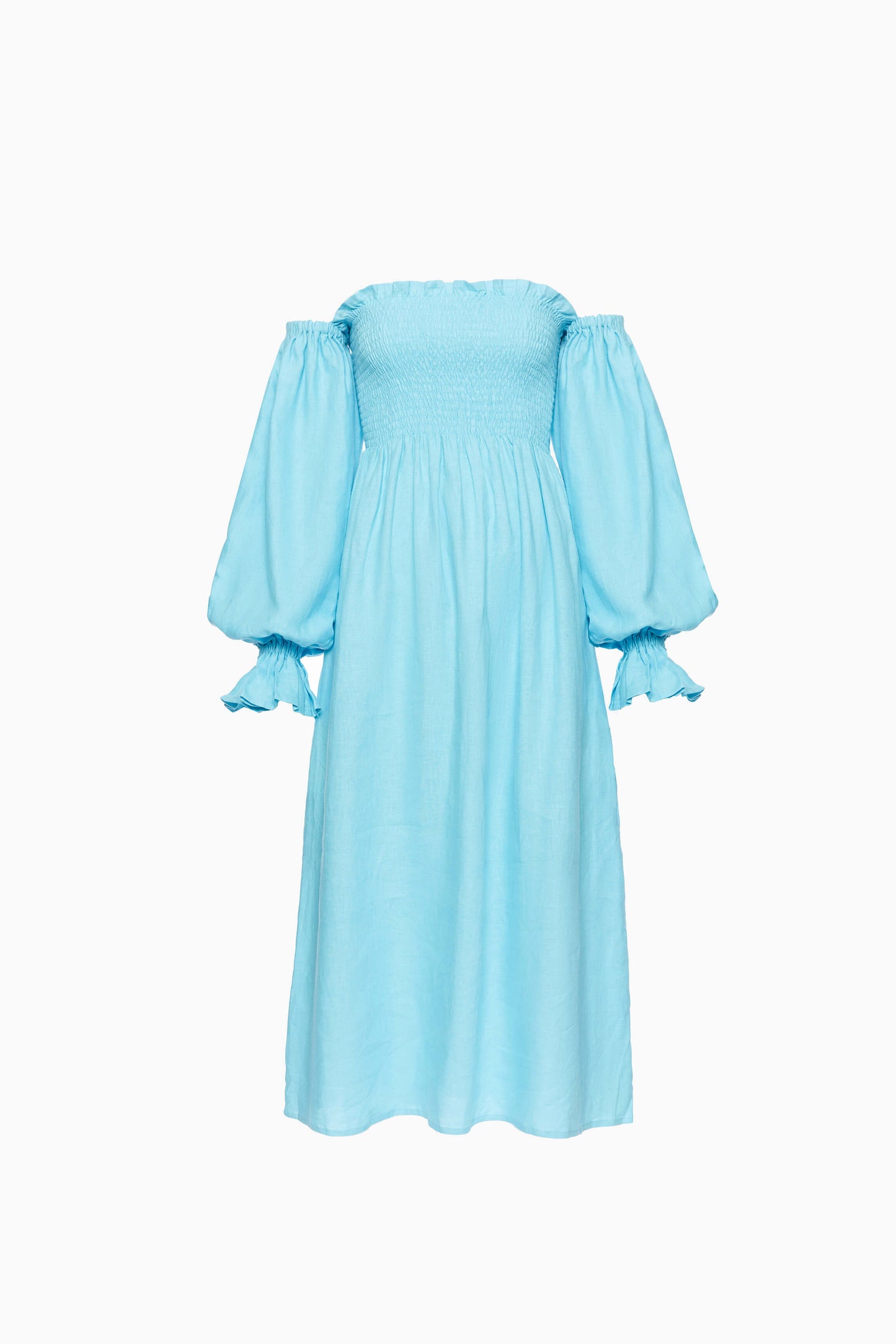 Atlanta Linen Dress in Bright Blue