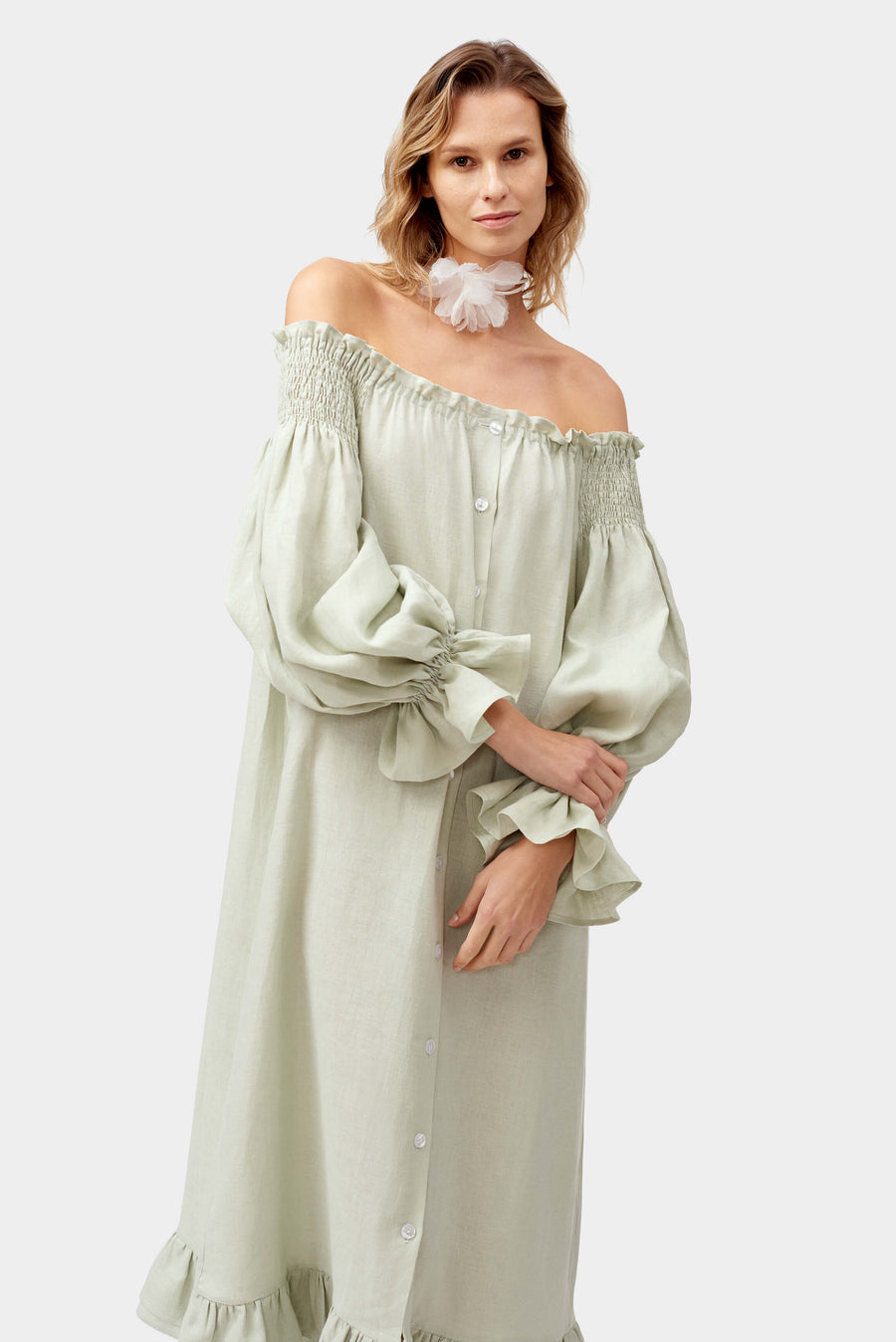 Romantica Loungewear Dress in Pistachio Green