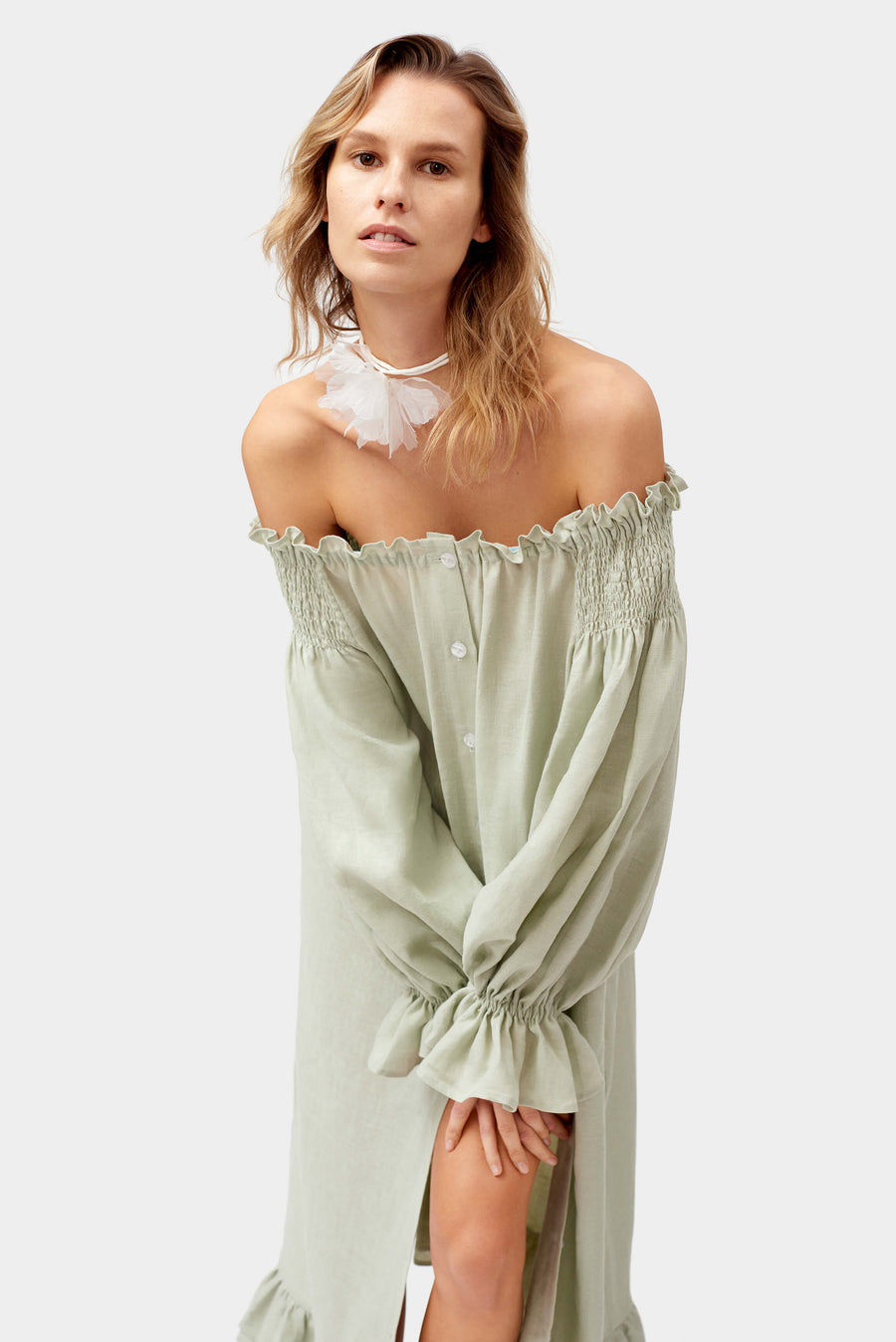 Romantica Loungewear Dress in Pistachio Green