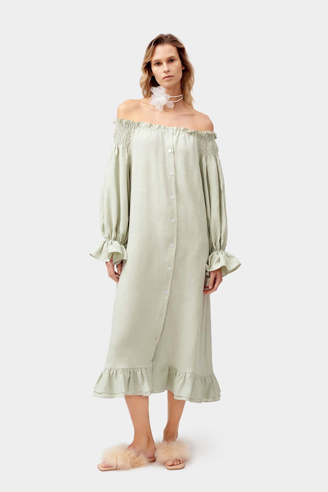 Romantica Loungewear Dress in Pistachio Green