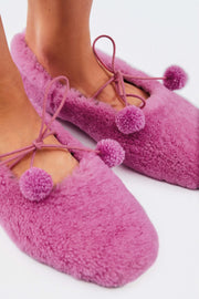 Lulu Shearling Slippers in Hot Pink