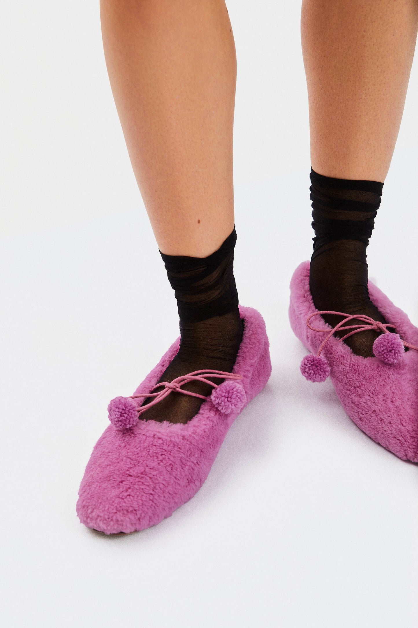 Lulu Shearling Slippers in Hot Pink