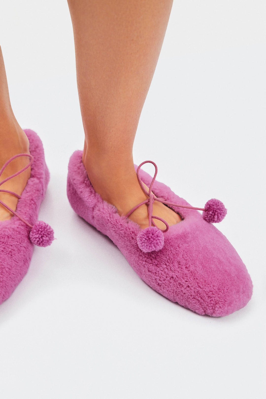 Lulu Shearling Slippers in Hot Pink