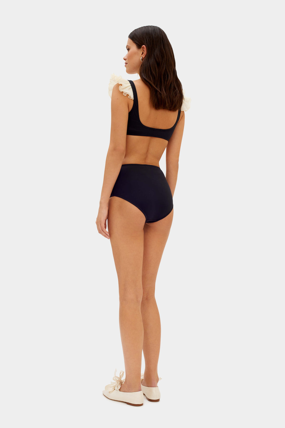 Ariel Bikini Briefs with Ruffles in Black