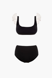Ariel Bikini Briefs with Ruffles in Black