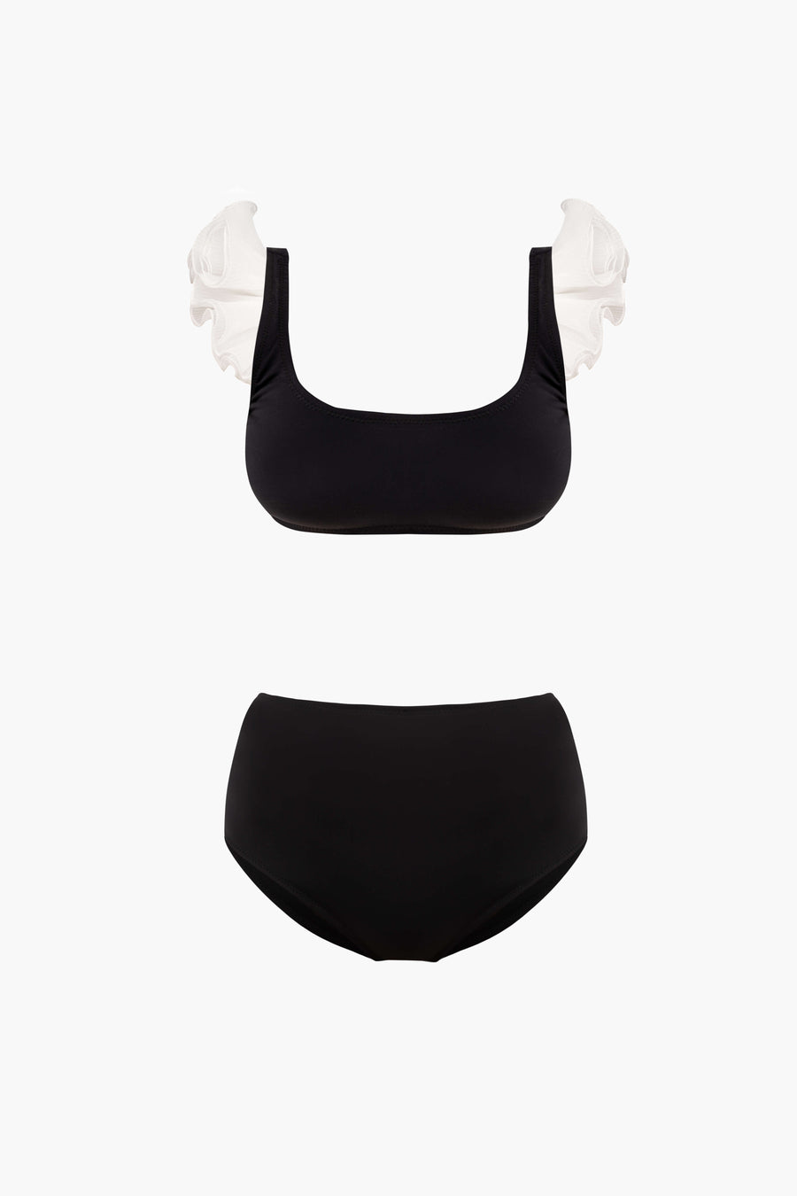 Ariel Bikini Briefs with Ruffles in Black