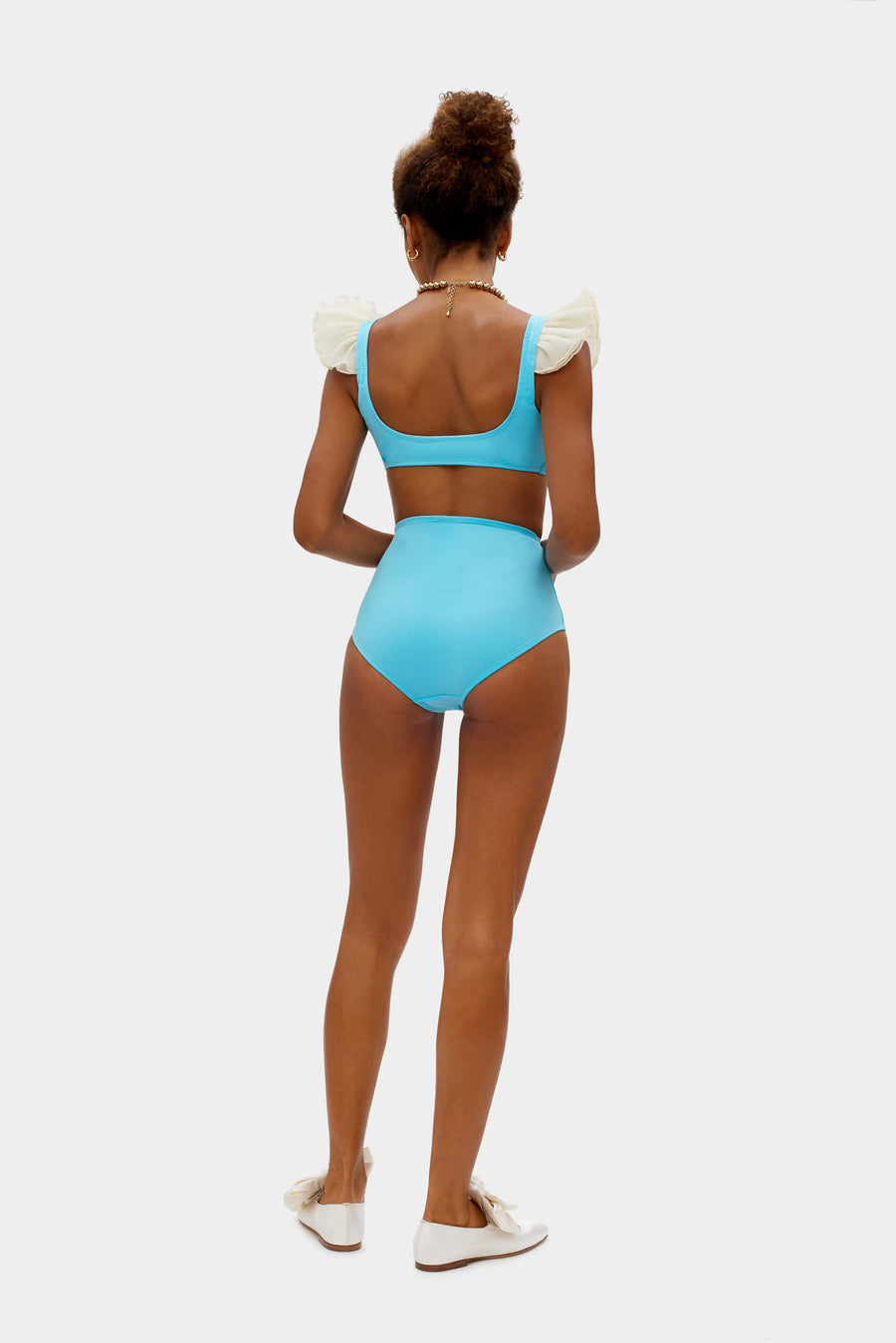 Ariel Bikini Briefs with Ruffles in Blue