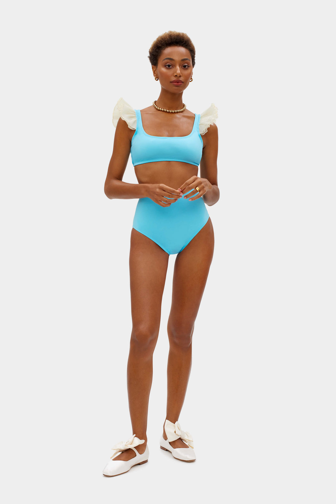 Ariel Bikini Briefs with Ruffles in Blue