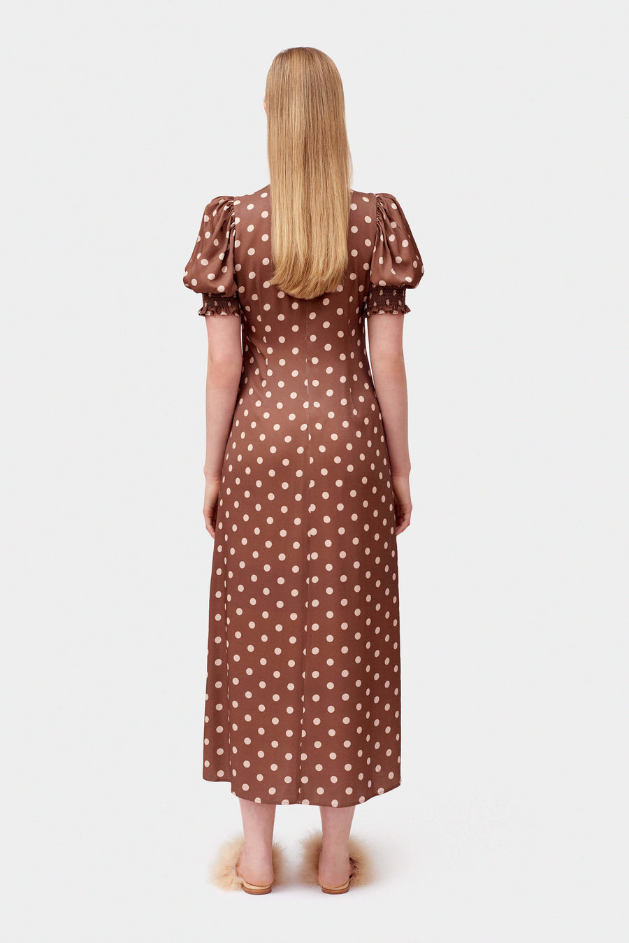 Bella Polka Dot Dress in Beige